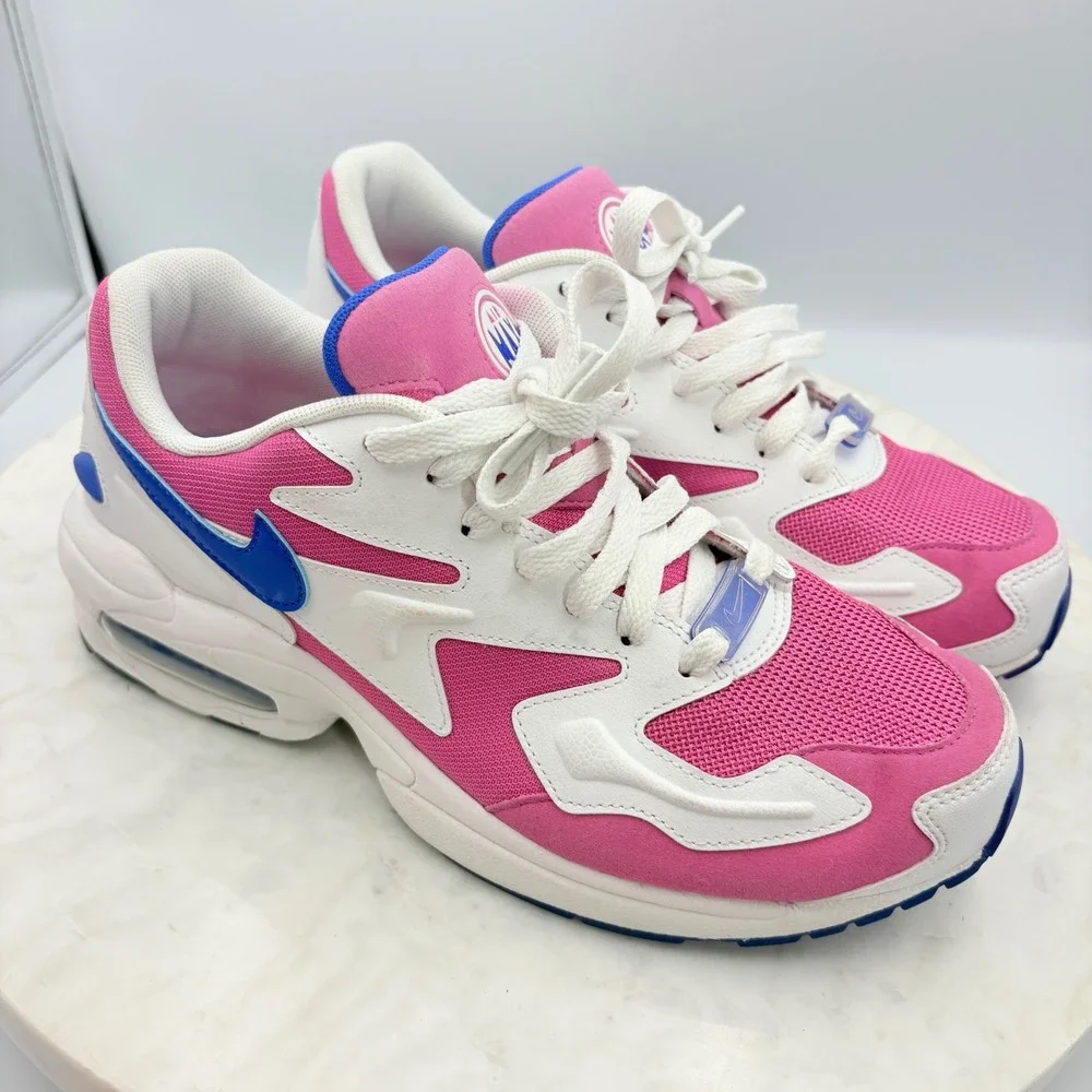 Nike‎ Air Max2 Light Sneakers Womens 9.5 Pink White Blue Retro Running Shoes
